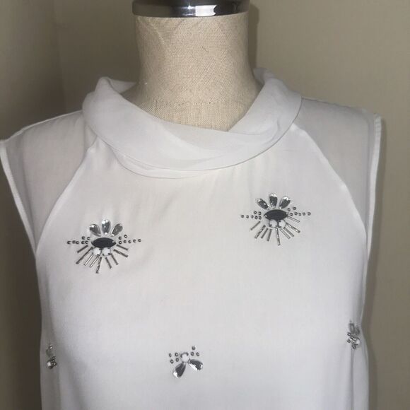 Robert Rodriguez Sleeveless Beaded Sheer Blouse Evening Wear Sz Medium EUC - Picture 5 of 10